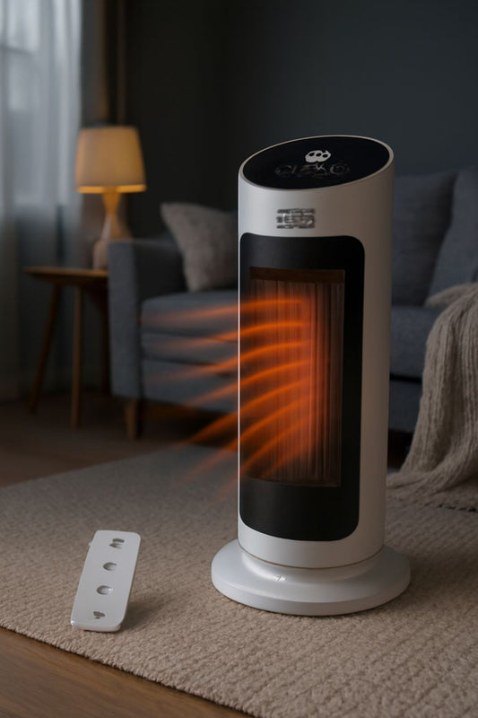 Aeroterma ceramica Adler AD 7738 – Putere 2000W, Afisaj LED, Telecomanda, Oscilatie 50°, 2 trepte de incalzire, Temporizator 1–12h, Termostat reglabil 15–40°C, Siguranta anti-rasturnare, Incalzeste rapid pana la 25 m²