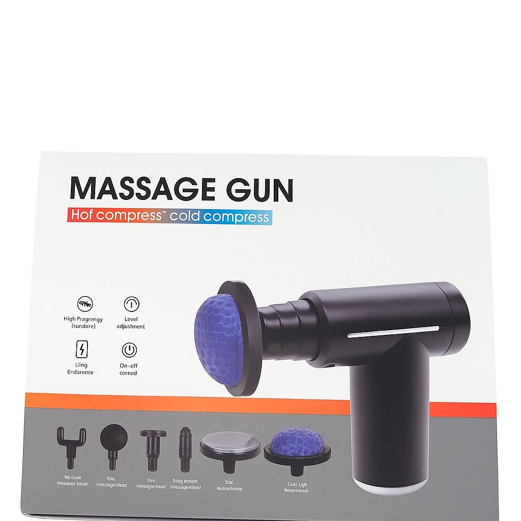 Pistol Masaj Muscular Negru cu Compresie Calda si Rece, 6 Capete Reincarcabil, pentru Relaxare si Tonifiere Musculara, Cutie de depozitare, masaj terapeutic, masaj cu crioterapie
