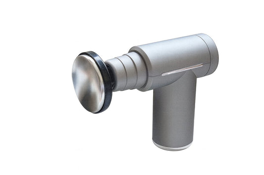 Pistol Masaj Muscular Gri cu Compresie Calda si Rece, 6 Capete Reincarcabil, pentru Relaxare si Tonifiere Musculara, Cutie de depozitare, masaj terapeutic, masaj cu crioterapie