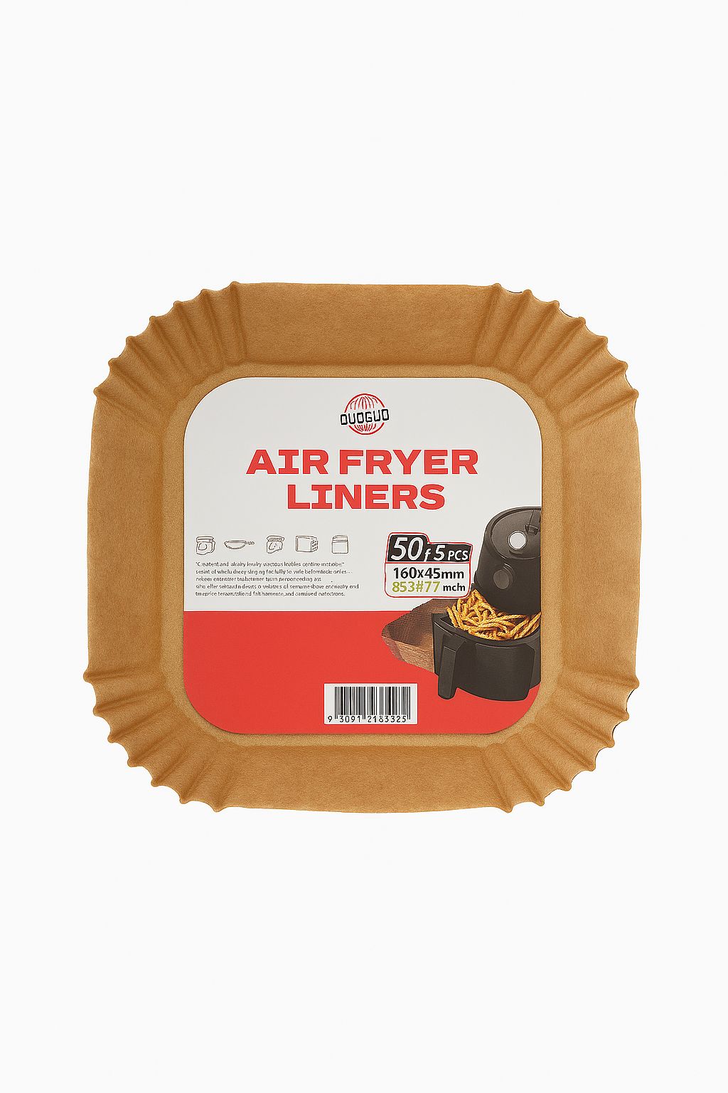 Set Hartii de Copt pentru Air Fryer, 50+5 buc, 16x45 mm, Hartie Rezistenta la Temperatura, antiaderenta, rotunde, Termorezistente
