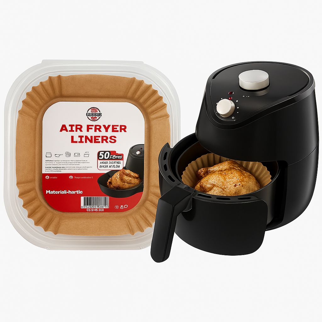 Set Hartii de Copt pentru Air Fryer, 50+5 buc, 16x45 mm, Hartie Rezistenta la Temperatura, antiaderenta, rotunde, Termorezistente