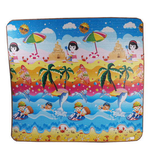 Covoras de Joaca pentru Copii 200x180 cm, Colorat, Antiderapant, din Spuma EVA, 2 Imprimeuri Educationale fata-spate