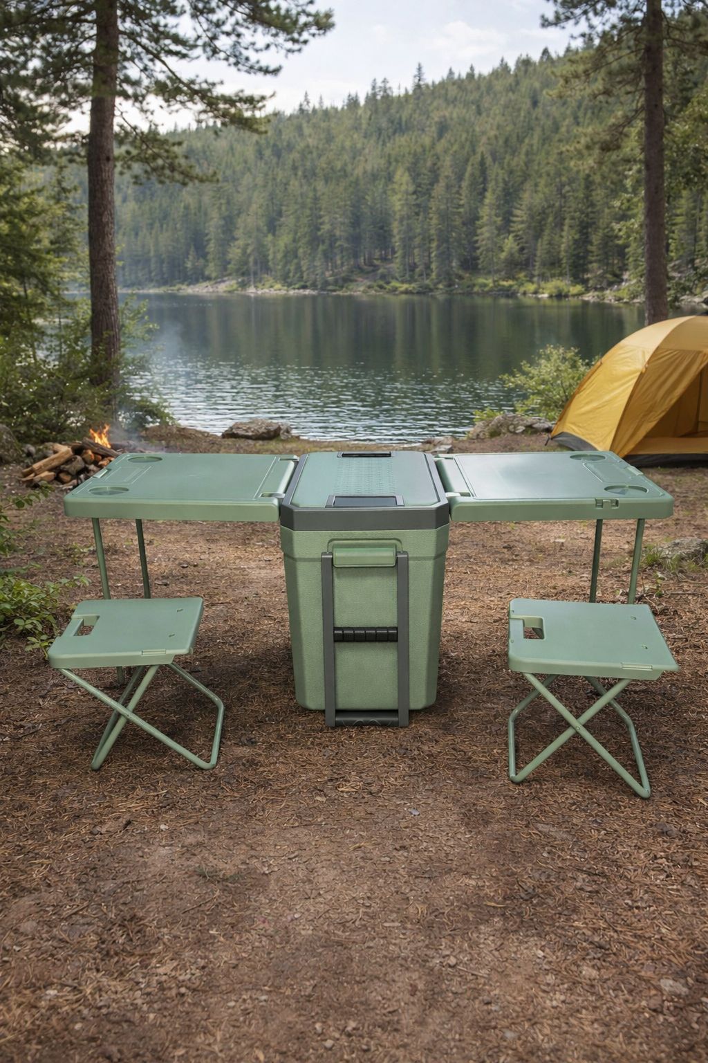 Ladă frigorifică camping cu roți și masă pliabilă – Multifuncțională pentru outdoor,transport ușor și spațiu de lucru