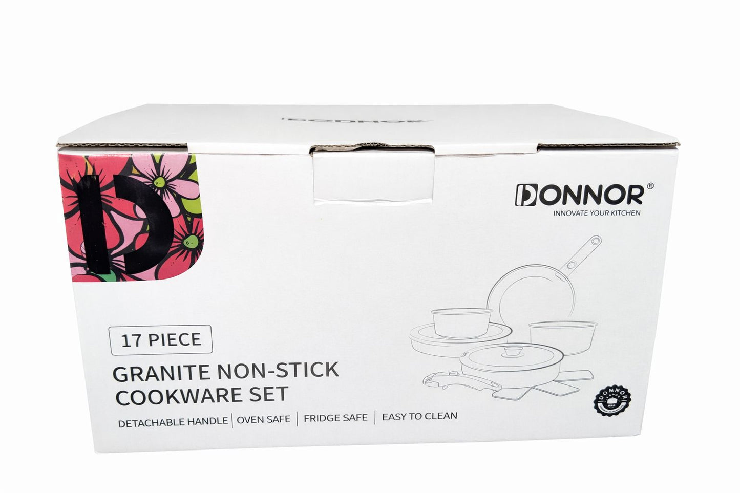 Set oale și tigăi granit antiaderent 17 piese – Mâner detașabil, compatibil toate plitele