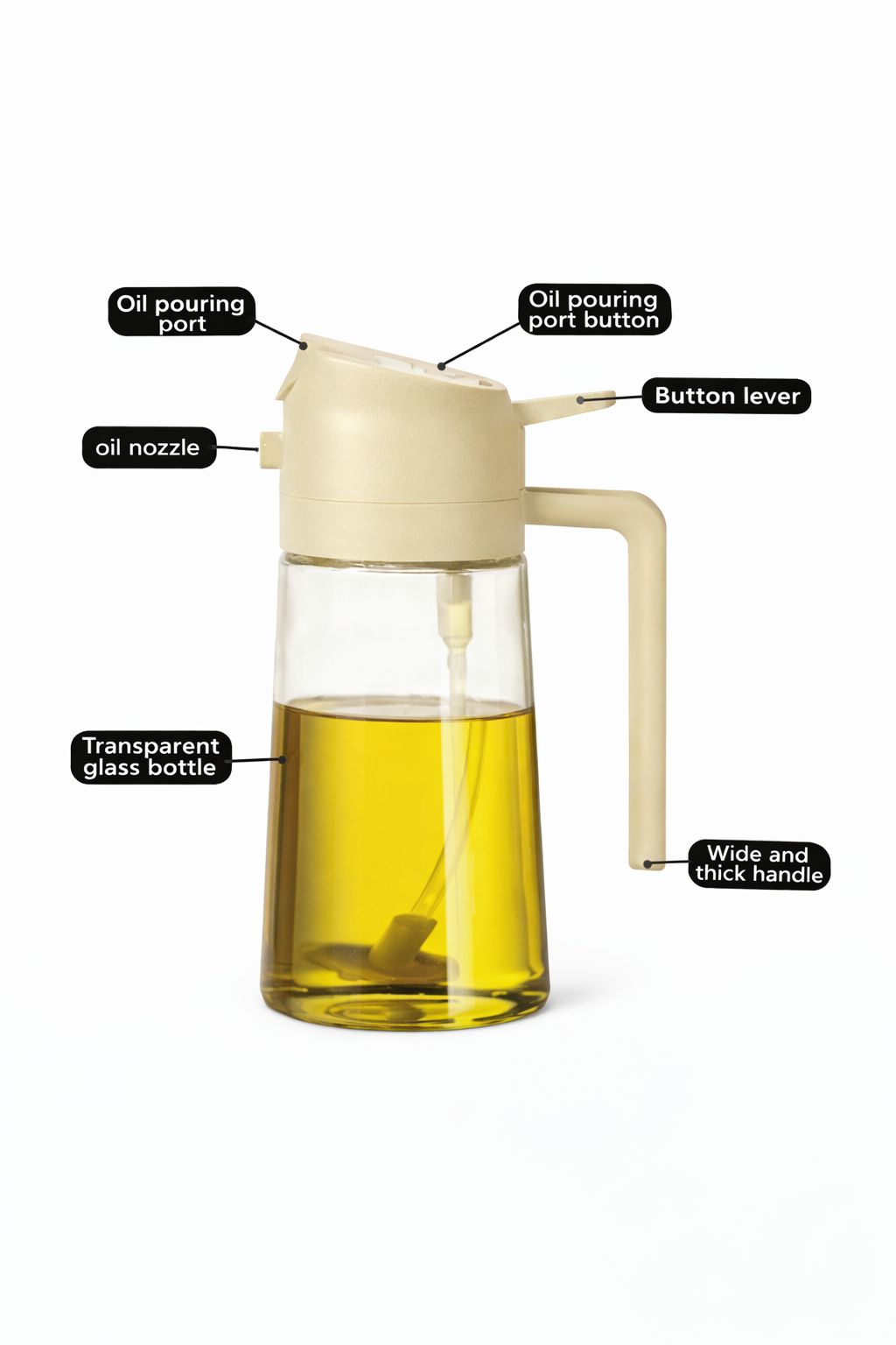 Dozator ulei & oțet cu pulverizare fină – Sticlă rezistentă, design modern pentru bucătărie