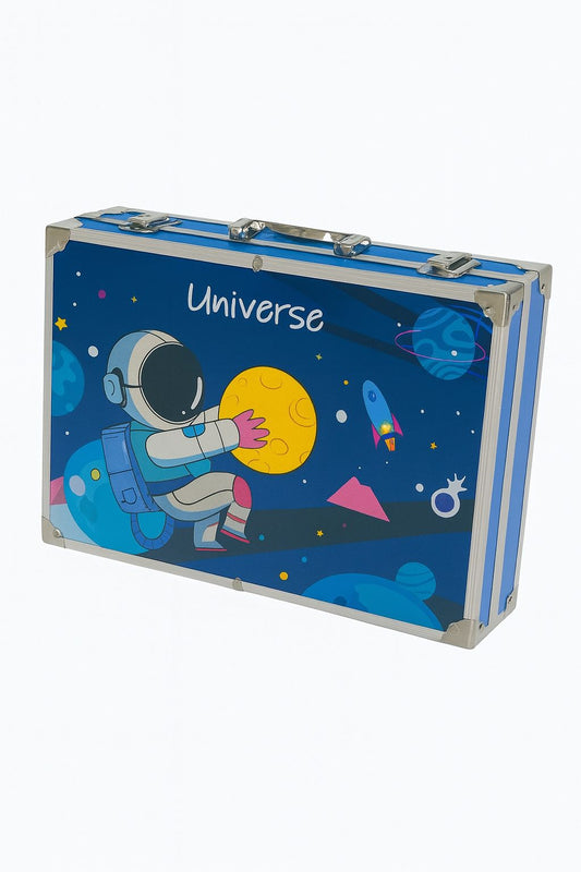 Trusa Colorat pentru Copii145 Piese – Set Pictura si Colorat pentru Baieti– Design Colorat cu Maner, Cadou Ideal, Cadou Educational pentru  Baieti - Activitati Creative, Markere, Acuarele, Creioane Colorate
